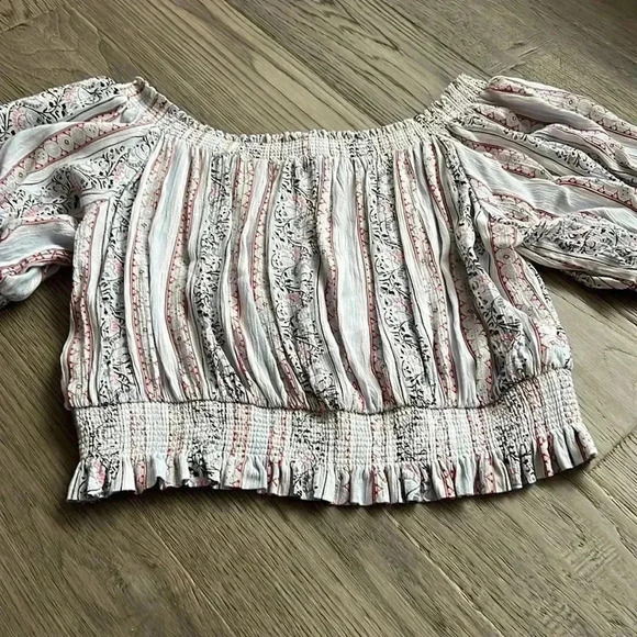 🌸4/$30🌸rebellion Again | Boho Off The Shoulder Paisley And Floral Crop Top - Picture 10 of 10